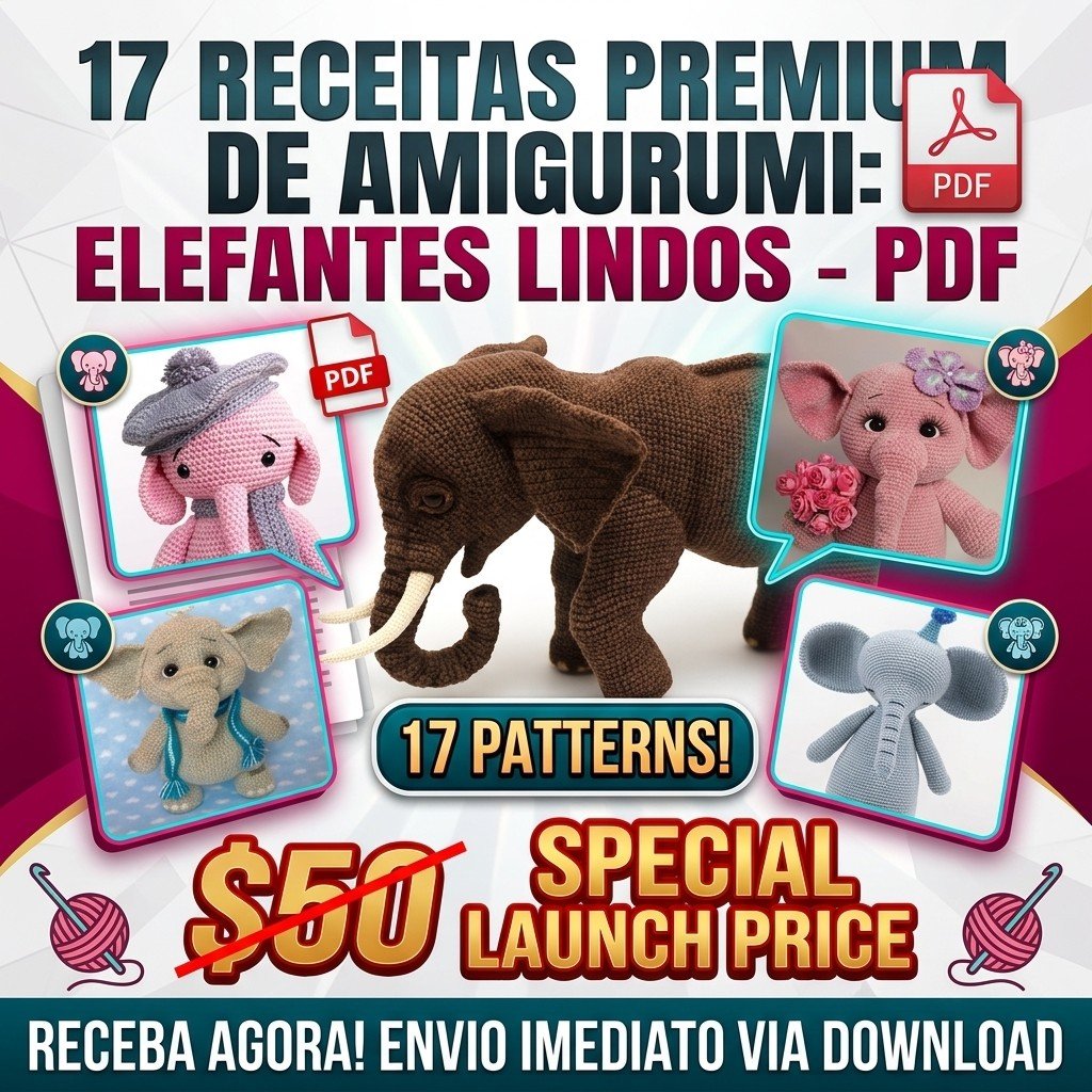 17 Receitas Amigurumi Elefantes Lindos - PDF