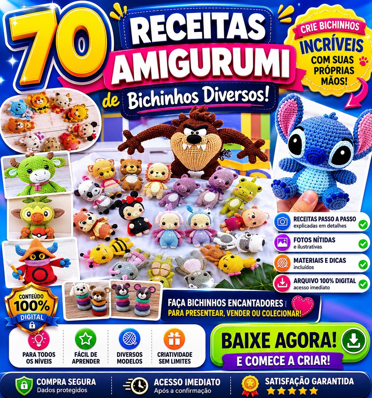 70 Receitas Amigurumi de Bichinhos Diversos