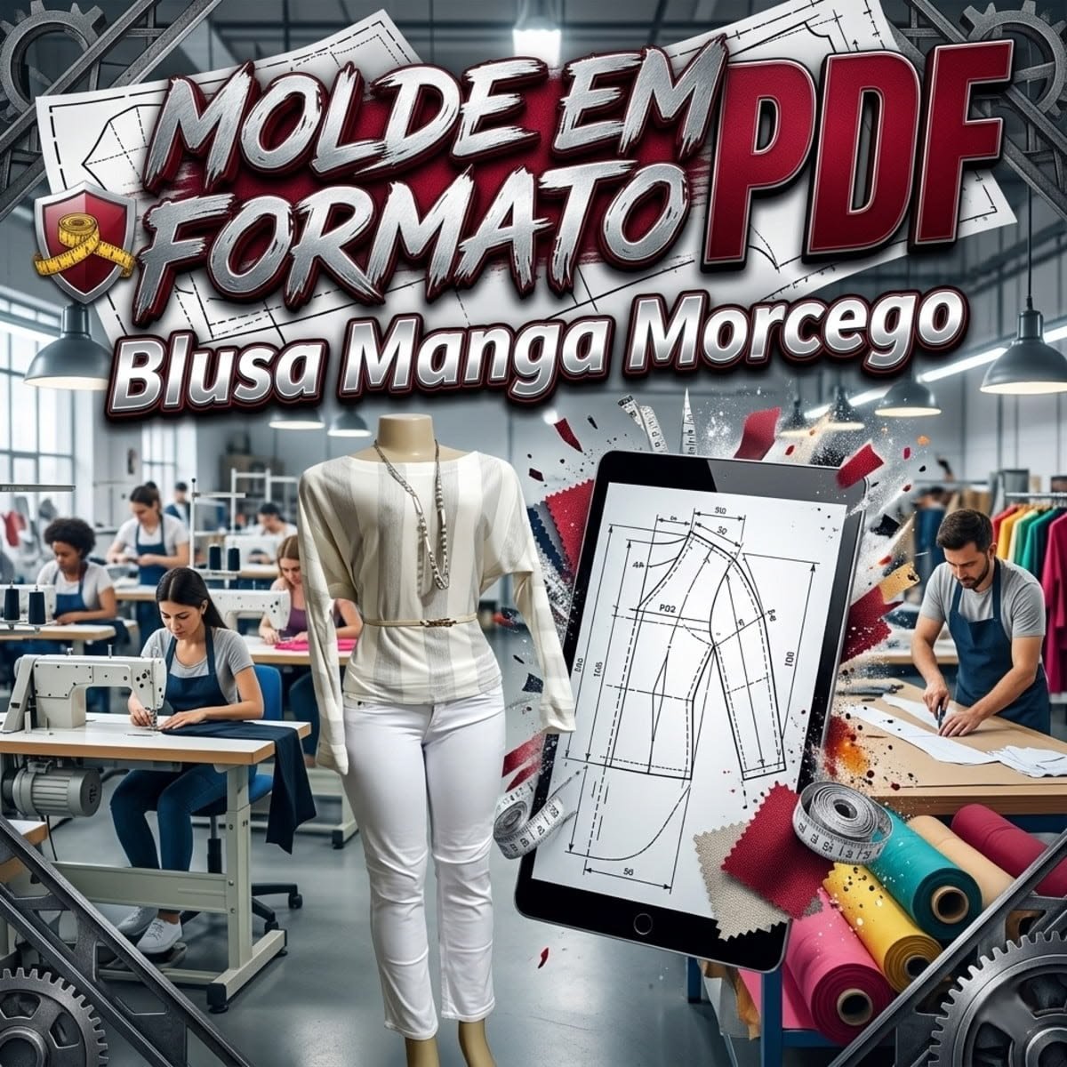 Molde Modelagem Blusa Manga Morcego (36 ao 52)
