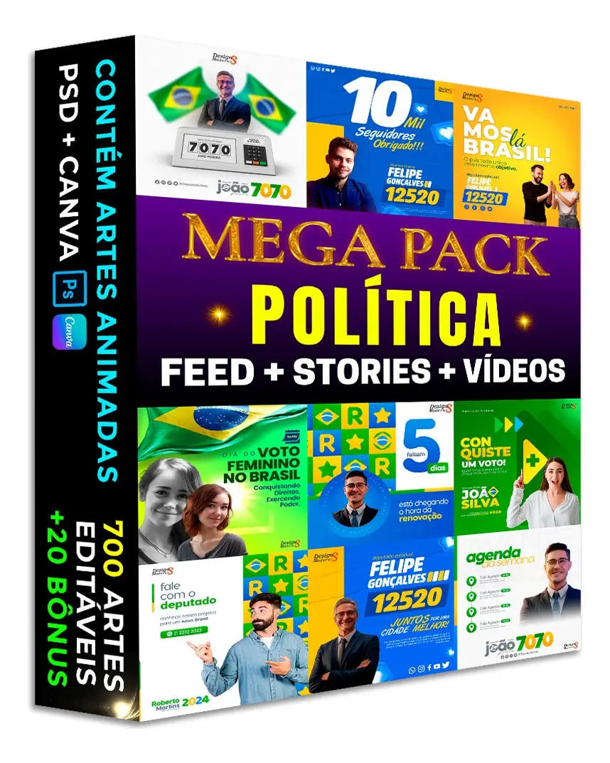Pack De 520 Artes De Política Para Redes Sociais +20 Brindes