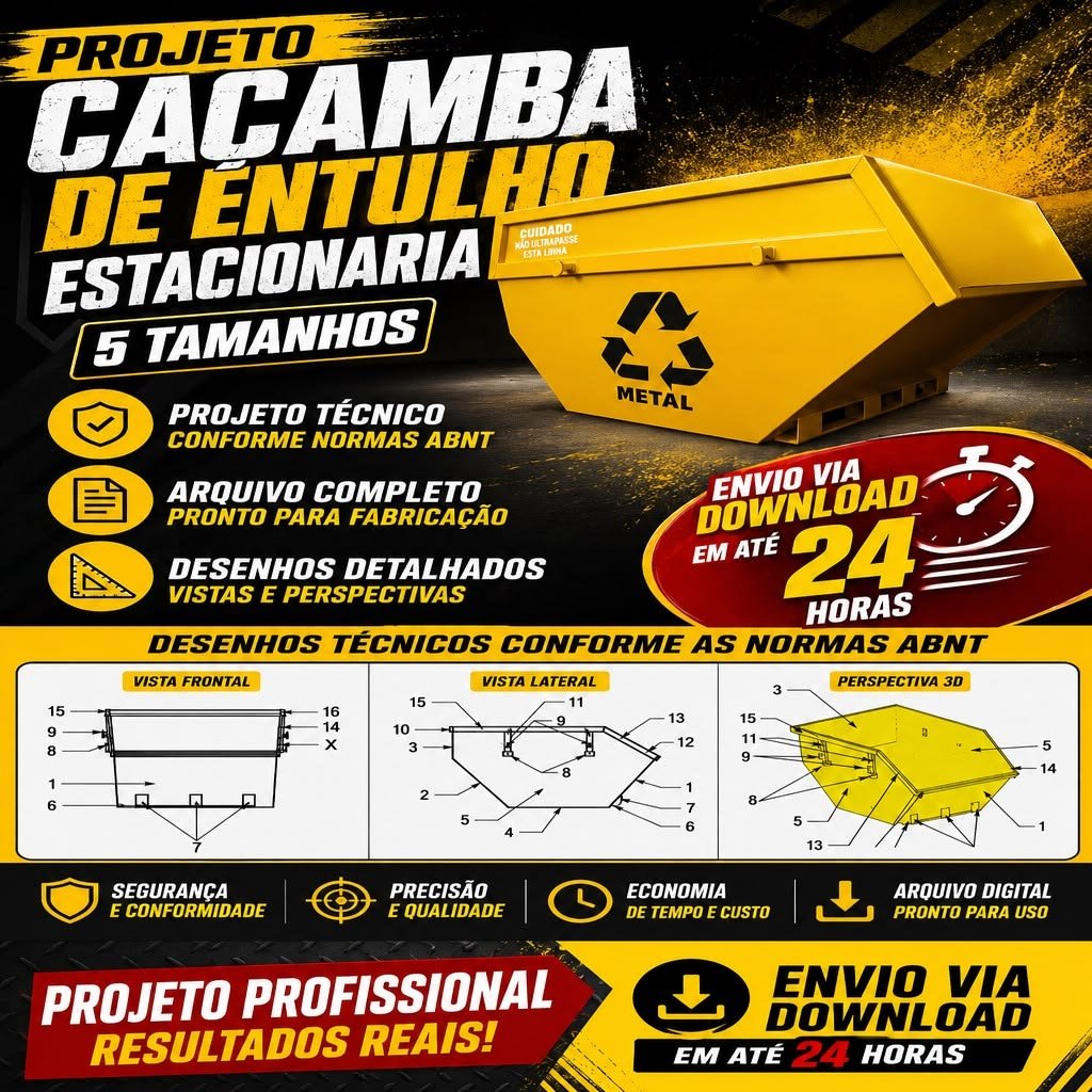 Projeto Caçamba de Entulho Estacionaria 5 Tamanhos - PDF