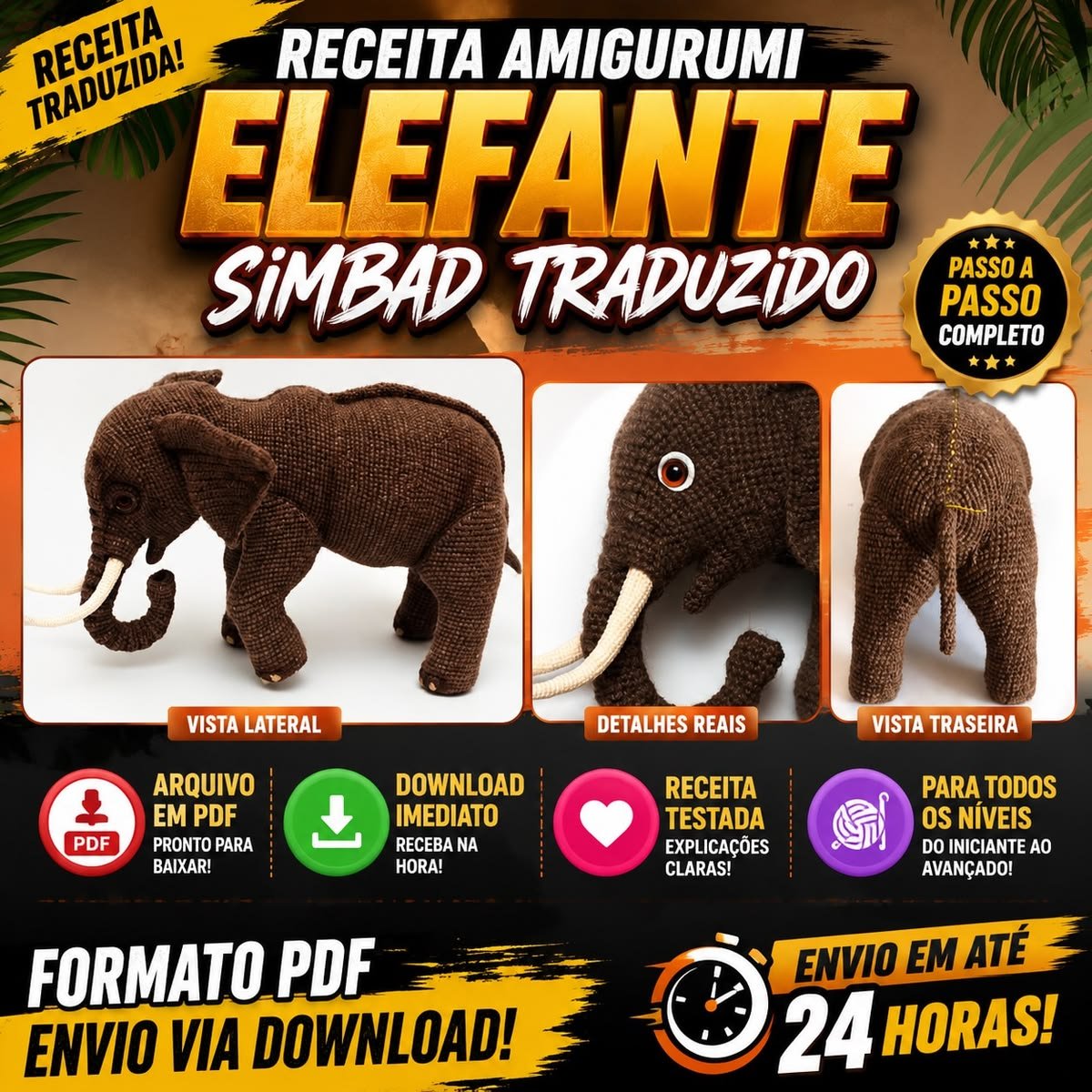 Receita de Amigurumi Elefante Simbad