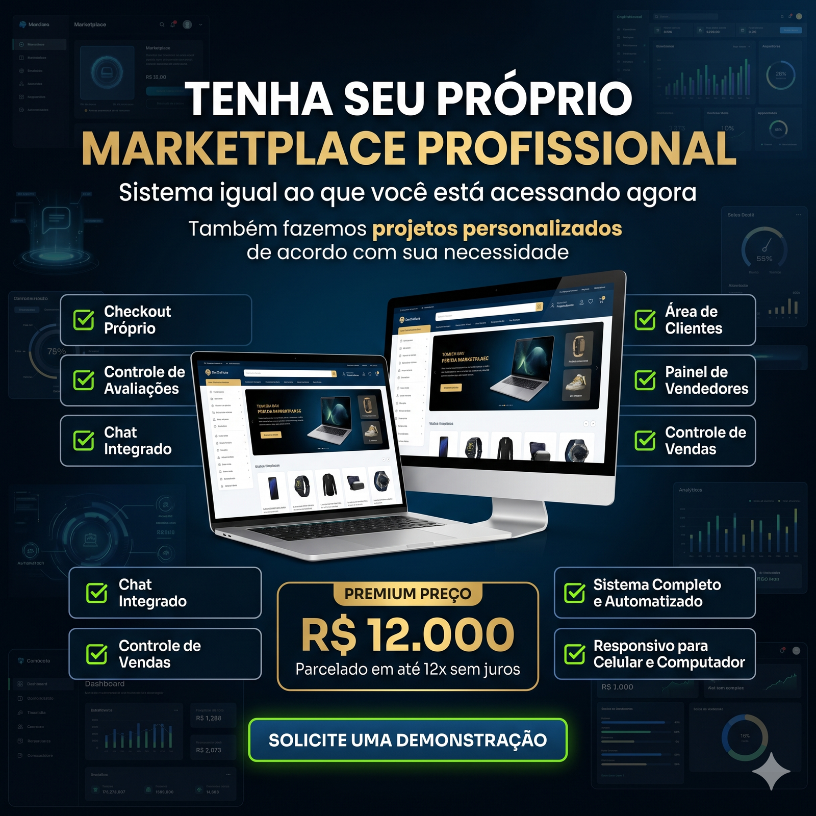 🚀 Seu Próprio Marketplace Profissional Completo e Automatizado (Pronto para o uso)