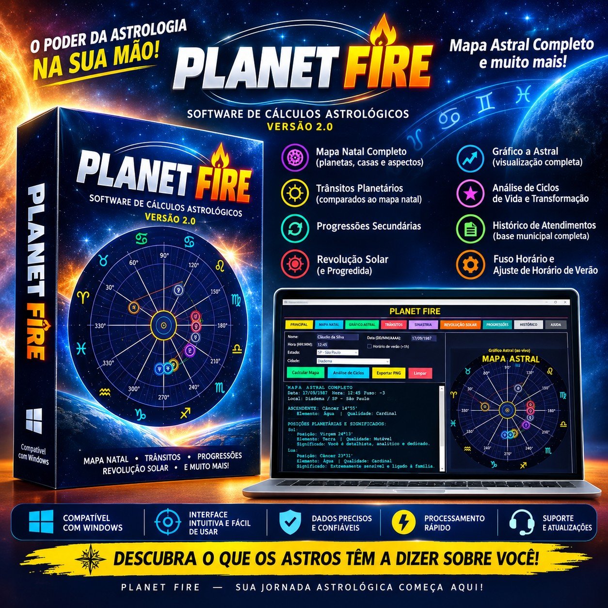 PLANET FIRE 2.1 — Software de Astrologia Profissional e Original