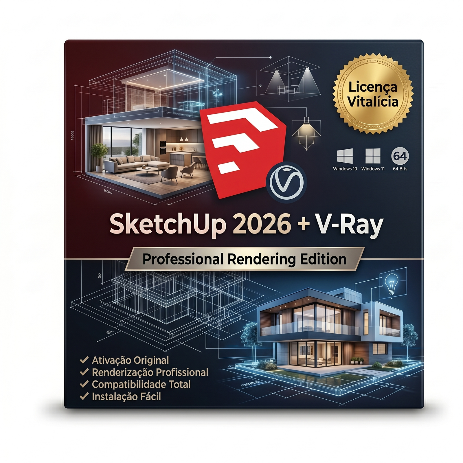 SketchUp Pro 2026 + V-Ray Completo | Vitalício | Windows